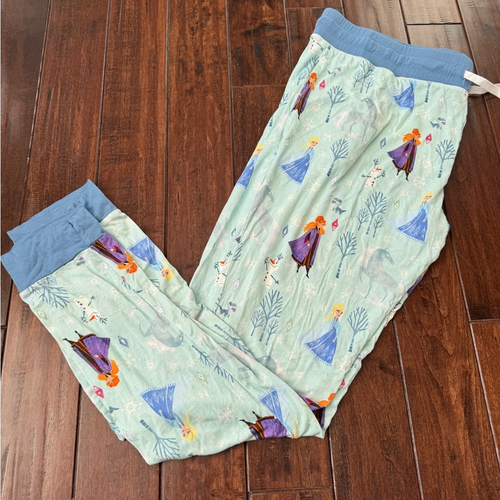Little Sleepies Mint Green Frozen Print Pajama Pants with Blue Waistband